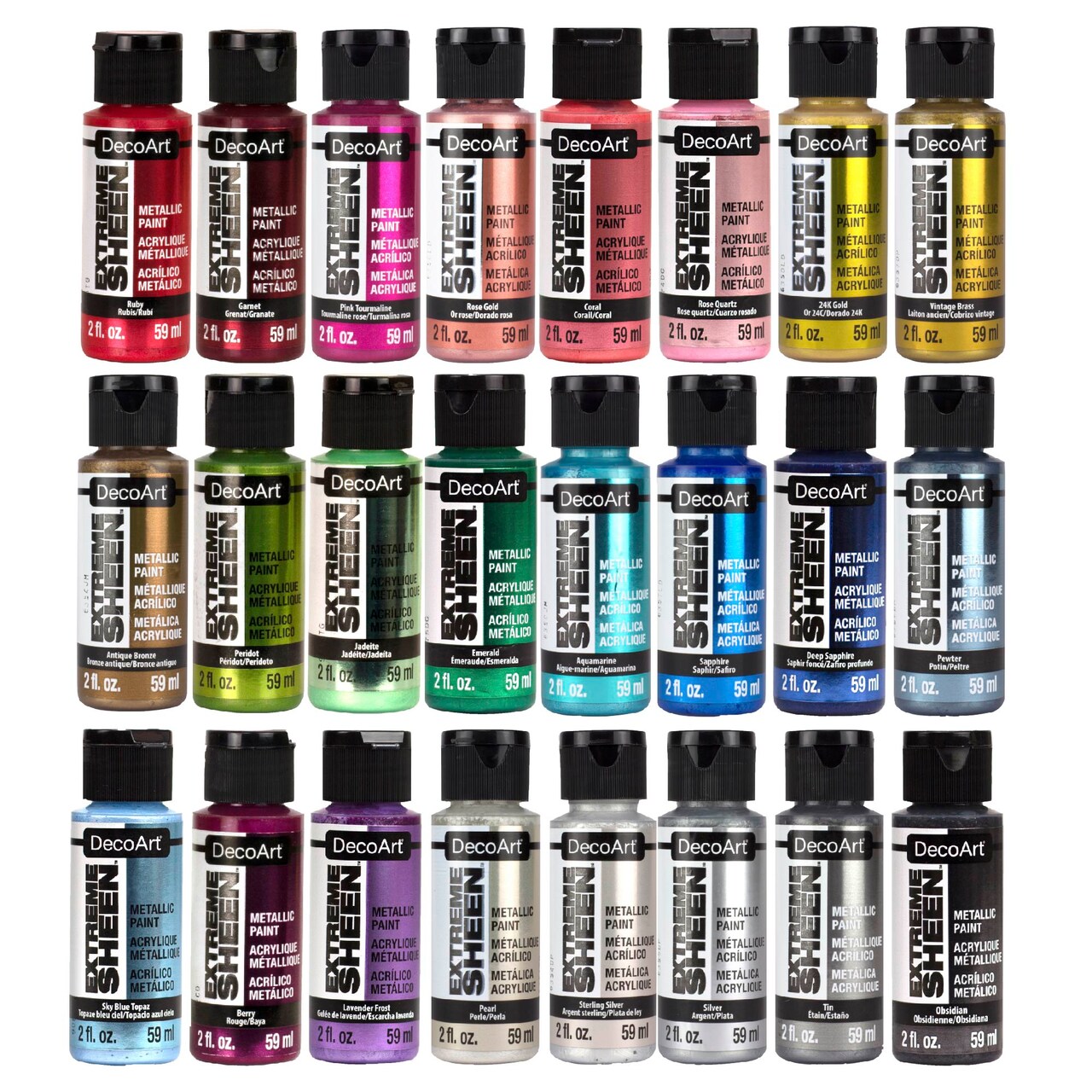 DecoArt Extreme Sheen™ Metallic Acrylic Paint Set, 24 Colors, 2 fl oz